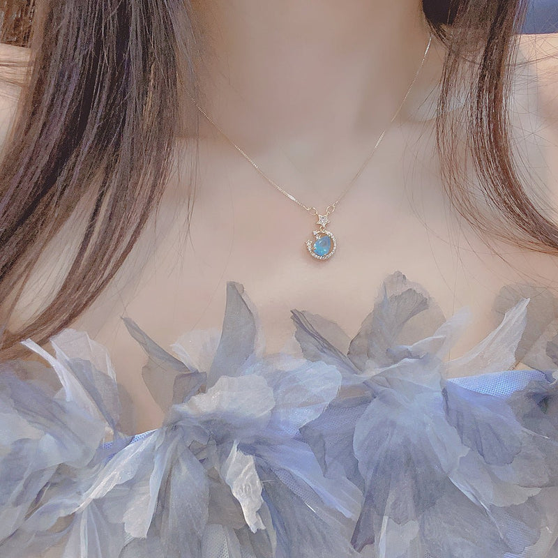 Miley Blue Gem Necklace