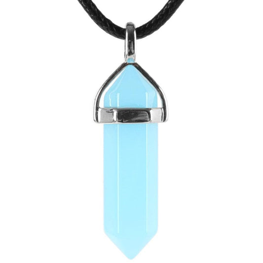 Blue Luminous Spiritual Pendant 1-1/2 Inch Healing Crystal