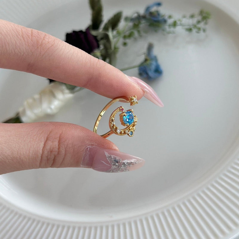 [] Jodie Blue Moon and Star Ring