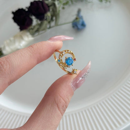 [] Jodie Blue Moon and Star Ring