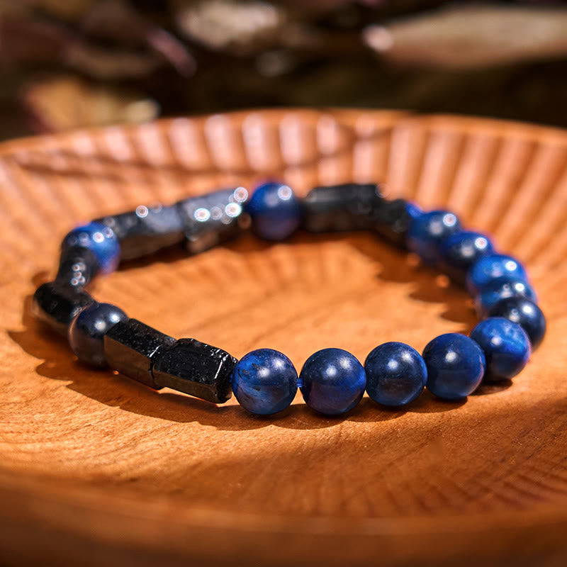 Blue Tiger Eye & Black Tourmaline Strength Bracelet - 8mm