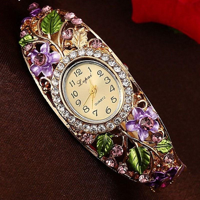 Flower Gemstone Watch Bracelet