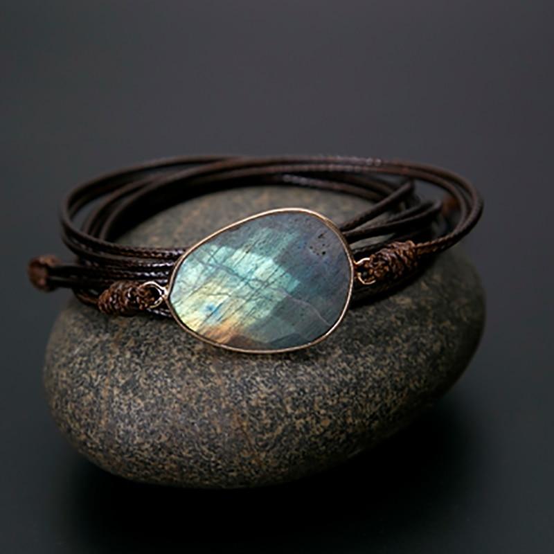 Natural Labradorite Wrap Bracelet