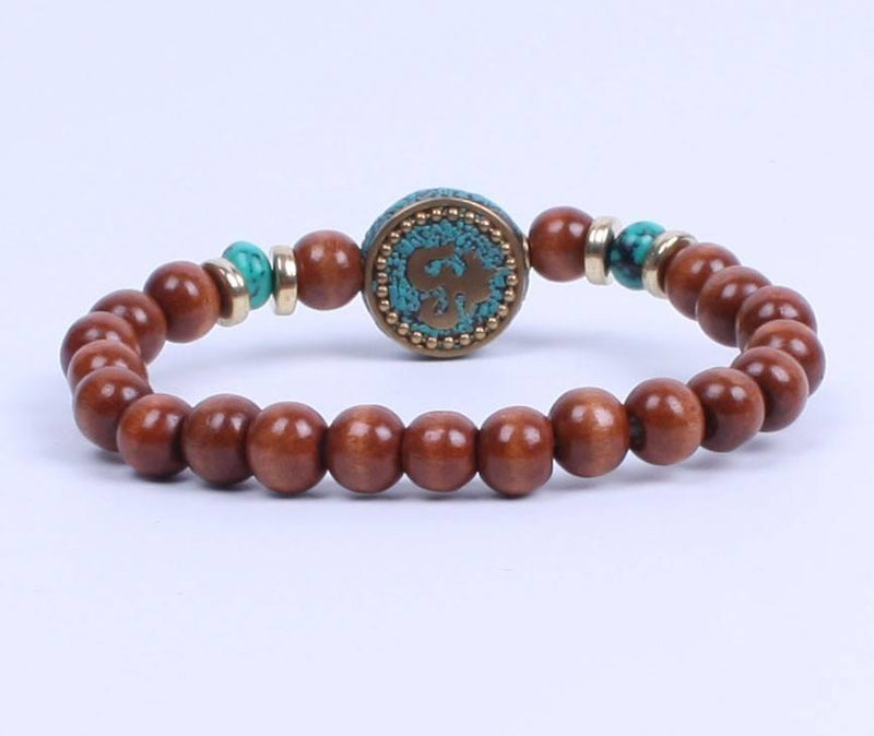 Om Charm Nepal Wood Beads Bracelet