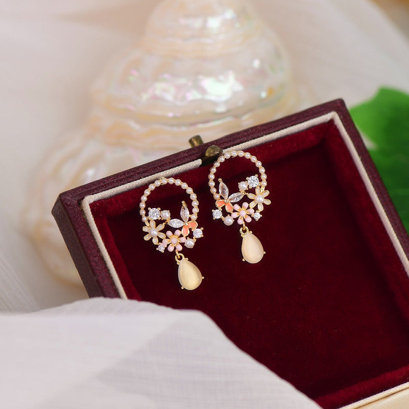 Lyric Butterfly Flower Earrings