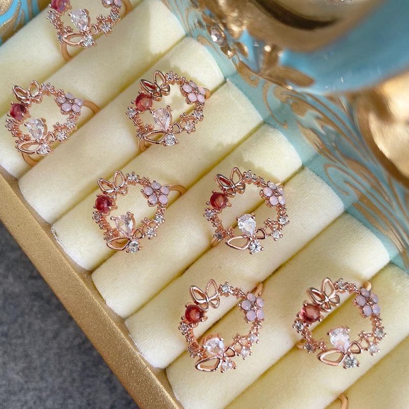 [] Posy Butterfly Flower Ring