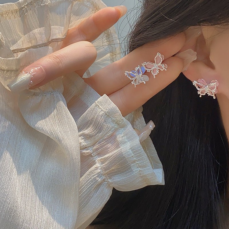 Pink Butterfly Stud Earrings