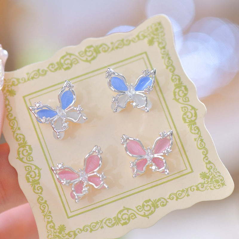 Blue Butterfly Stud Earrings