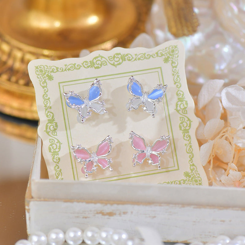Pink Butterfly Stud Earrings