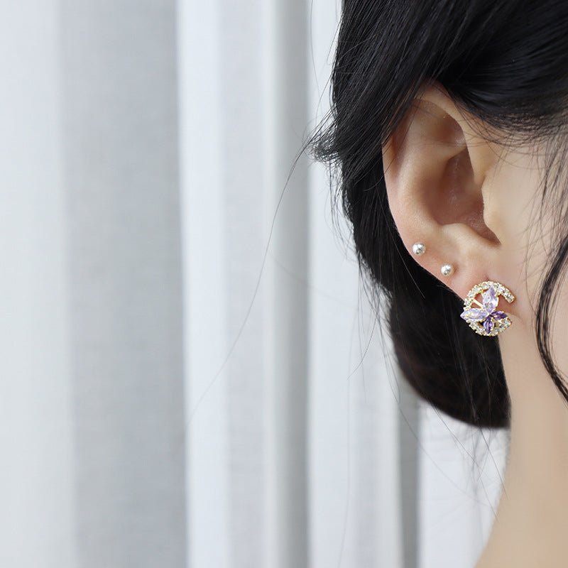 Lilac Butterfly Stud Earrings