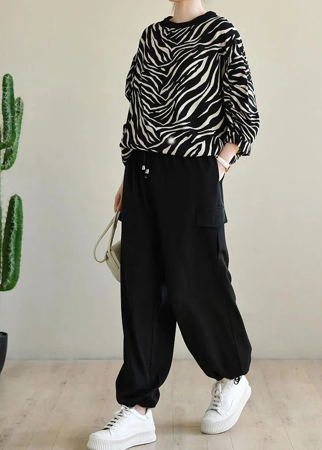 Black Pockets Chiffon Pants
