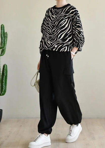 Black Pockets Chiffon Pants