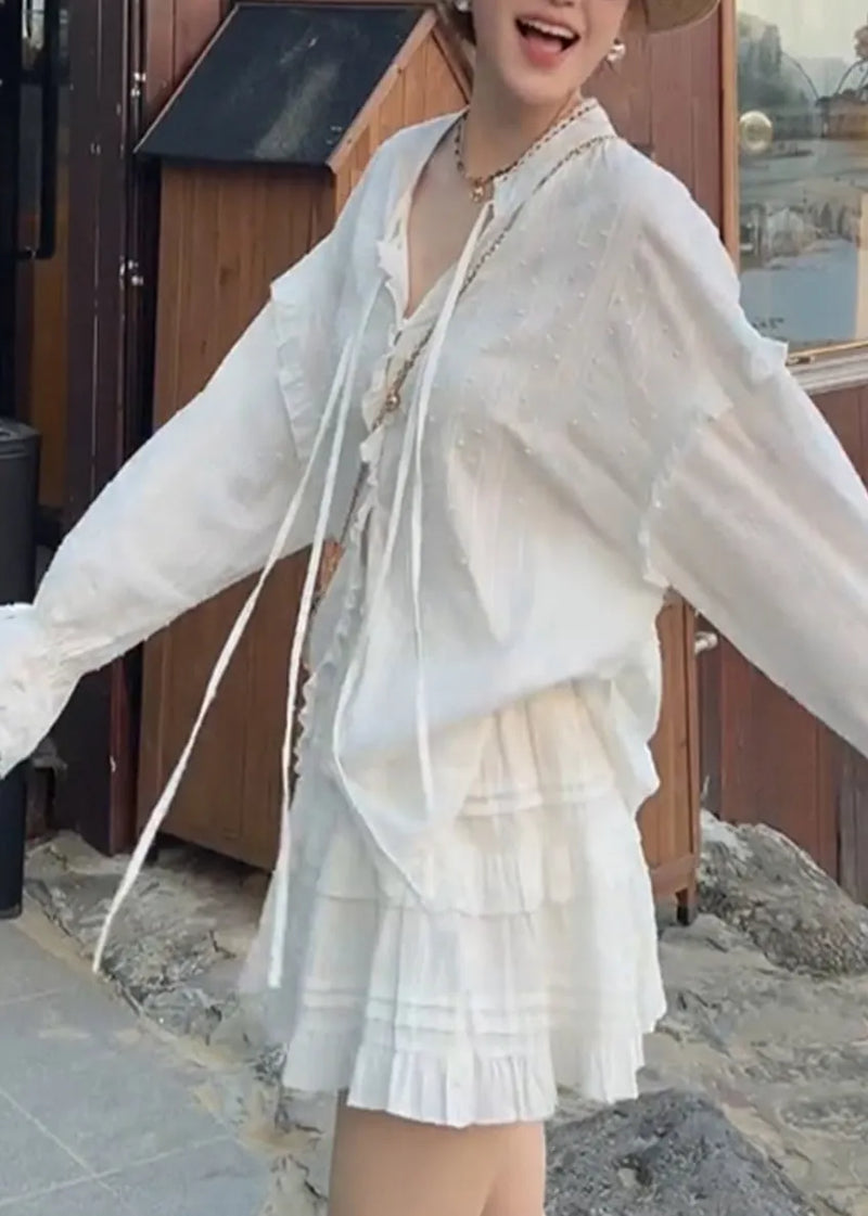White Oversized Cotton Two Pieces Set Spring