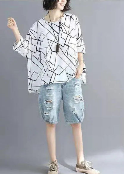 French Black Letter O-neck Loose Spring Shirts