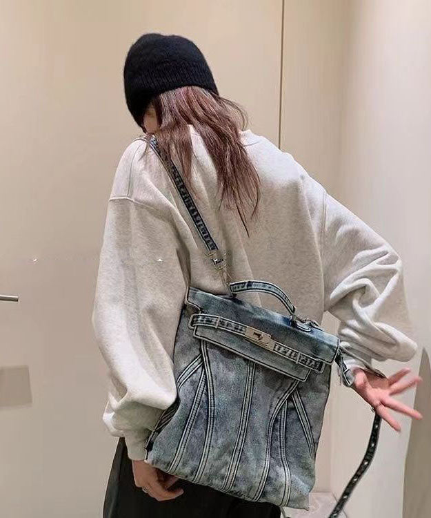 Retro Blue Large Capacity Durable Denim Backpack