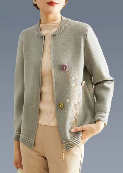 Blue Zip Up Woolen Coat Outwear Long Sleeve