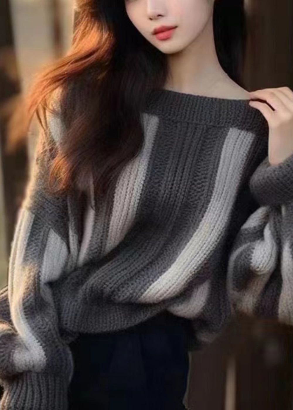Grey Original Design Cozy Knit Sweater Winter