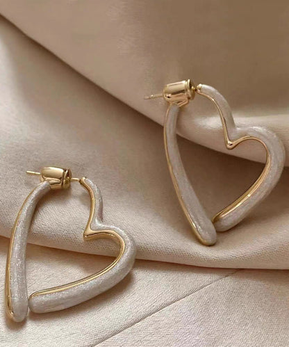 White Copper Alloy Drip Glaze Love Drop Earrings