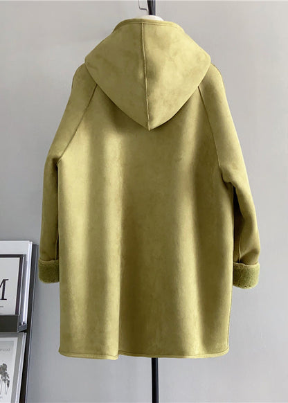 Green Pockets Woolen Hooded Jacket Wear on Both Sides Winter