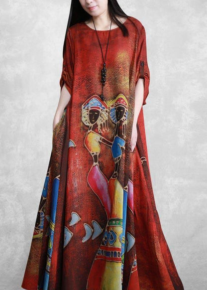 French O Neck Pockets Dresses Design Yellow Print a Line Dresses