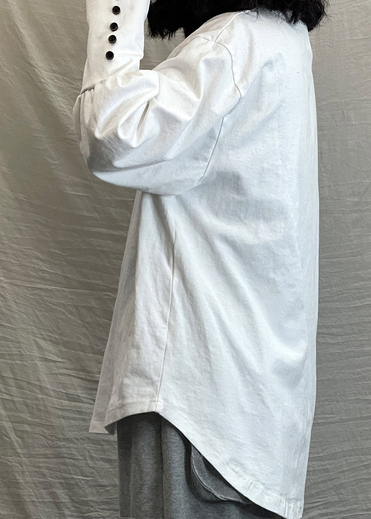 Handmade White Low High Design Cotton Sweatshirts Tracksuits Long Sleeve