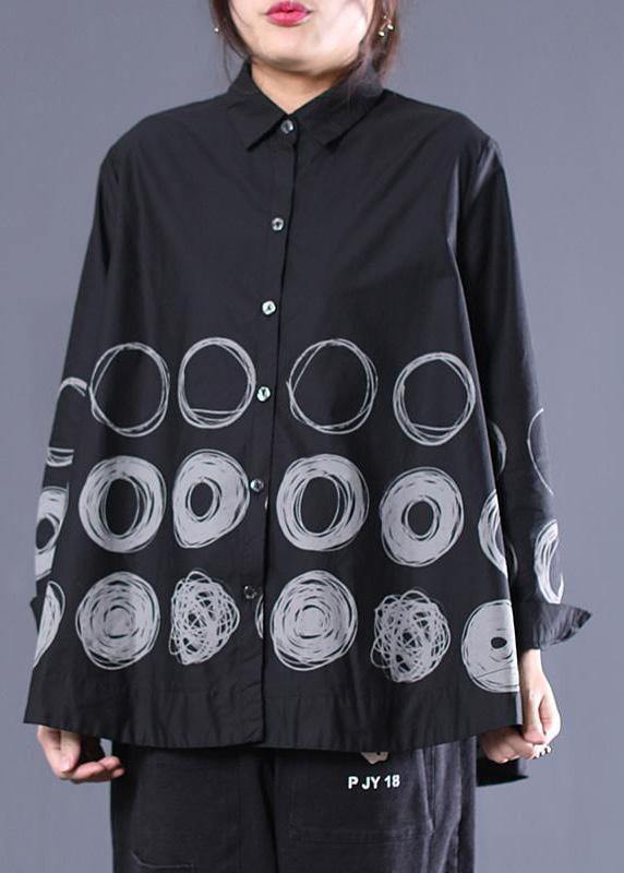 Diy Patchwork Shirts Black Dotted Blouses