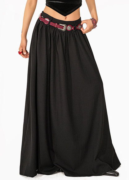 Original Design Black Elastic Waist a Line Skirt