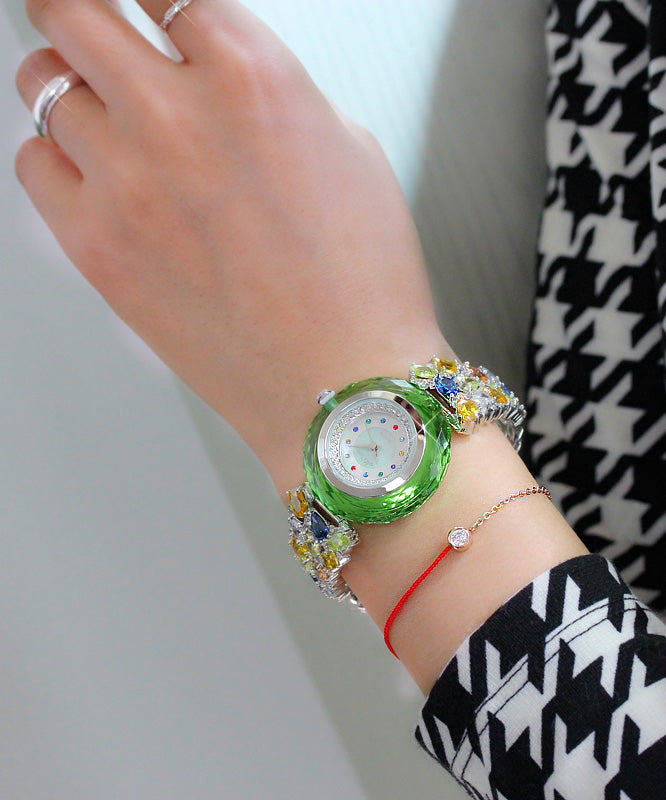 Rainbow Copper Zircon Crystal Tempered Glass Quartz Movement Watch