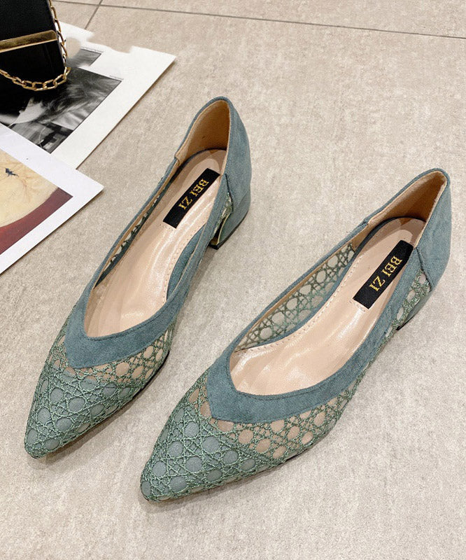 Blue Cowhide Leather Hollow Out Sandals