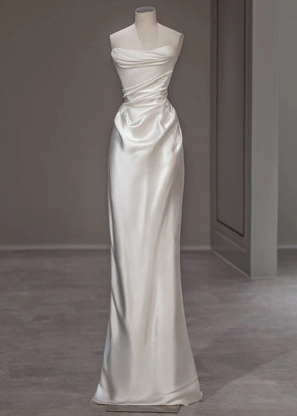 Italian White Wrinkled Silk Party Dress Summer