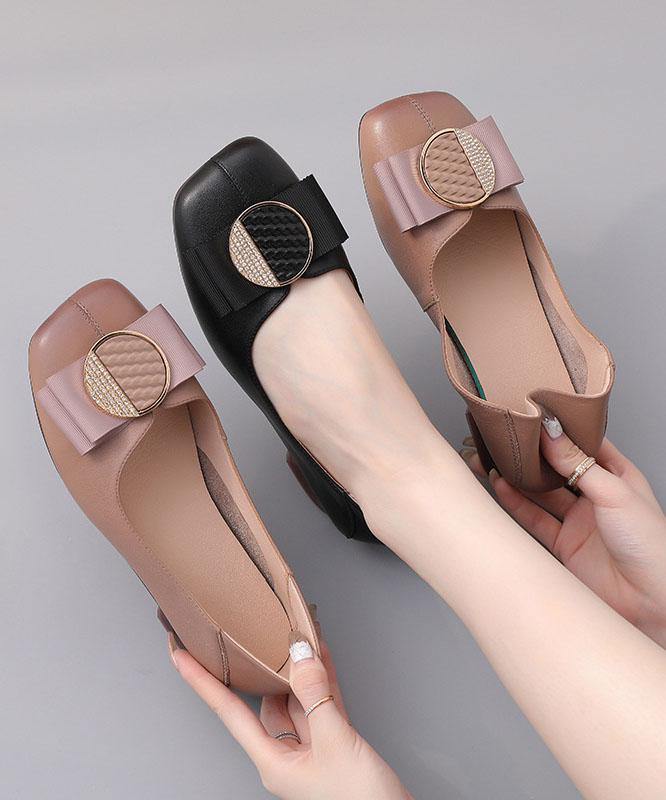 Black Loafer Shoes Genuine Leather Splicing Loafer Shoes