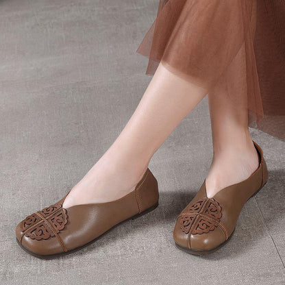 Khaki Flats Hollow Out Splicing Flat Shoes for