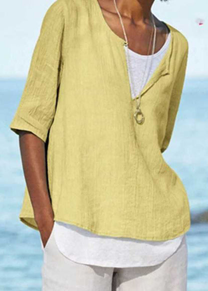 Cozy White V Neck Cotton T Shirts Half Sleeve