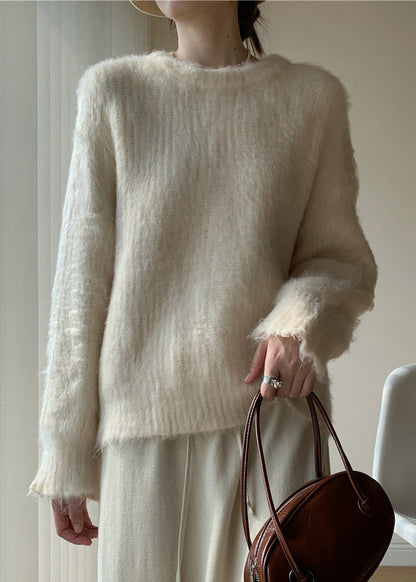 Grey Cozy Warm Knit Winter Sweaters O-neck