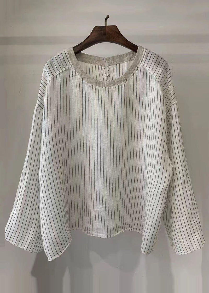 Style White Dot Oversized Cotton Blouse Tops Fall
