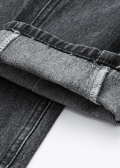 Novelty Black High Waist Pockets Straight Jeans