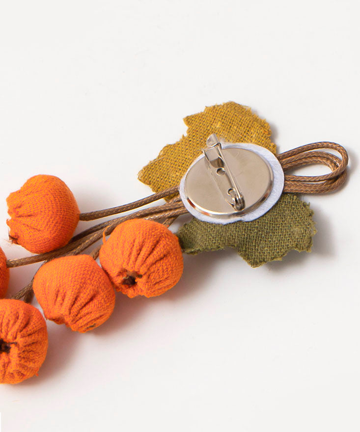 Orange Fabric Art Fruit Brooches