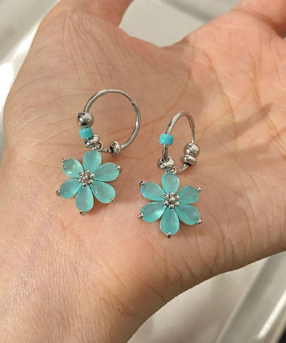 Modern Blue Stainless Steel Hoop Earrings