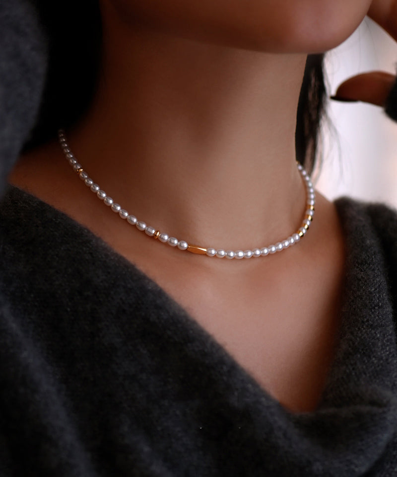 Fine Xiaomi Beads Pearl Gold Plated Pure Adjustable Silver Pendant Necklace