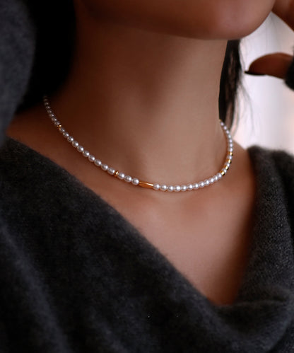 Fine Xiaomi Beads Pearl Gold Plated Pure Adjustable Silver Pendant Necklace