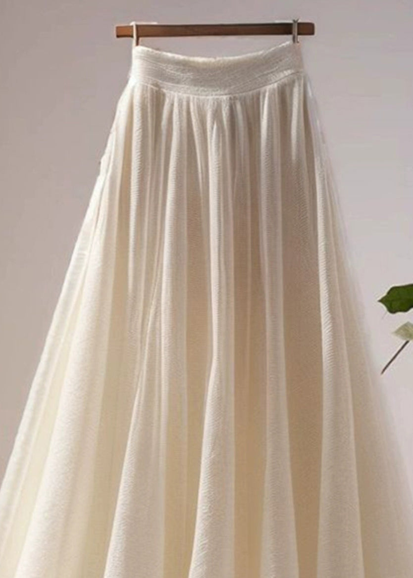 Apricot Wrinkled Cotton Maxi Skirts Summer