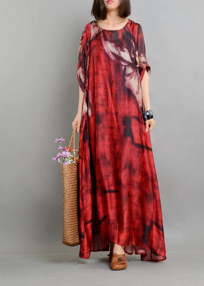 Red Print Asymmetrical Design Two Pieces Set
