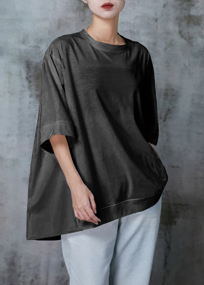 Green Cotton Pullover Sweatshirt Oversized Half Sleeve Summer