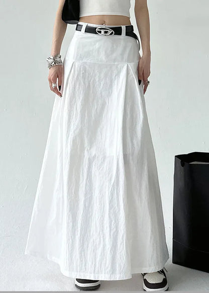 White High Waist Cotton Summer Skirt Zippered