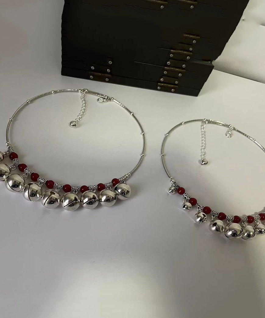 Red Alloy Agate Bell Bead Gratuated Necklace