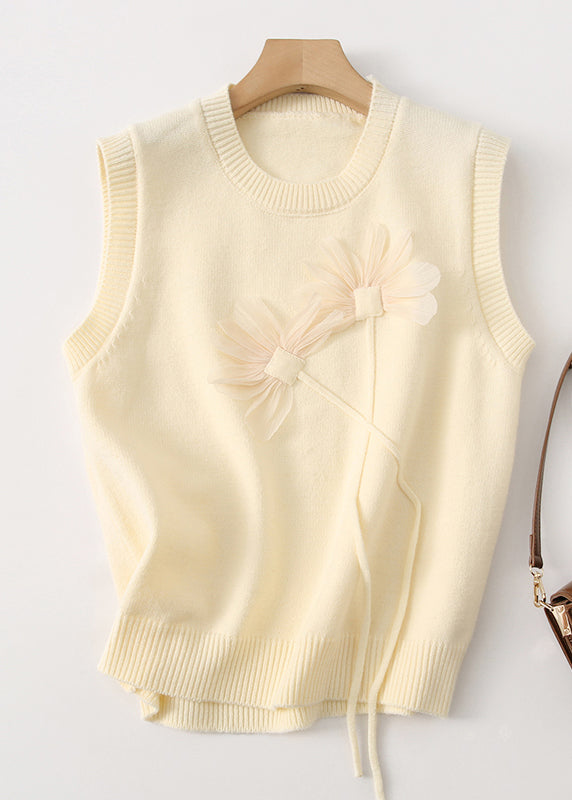 Stylish Black O Neck Patchwork Knit Vest Tops Sleeveless