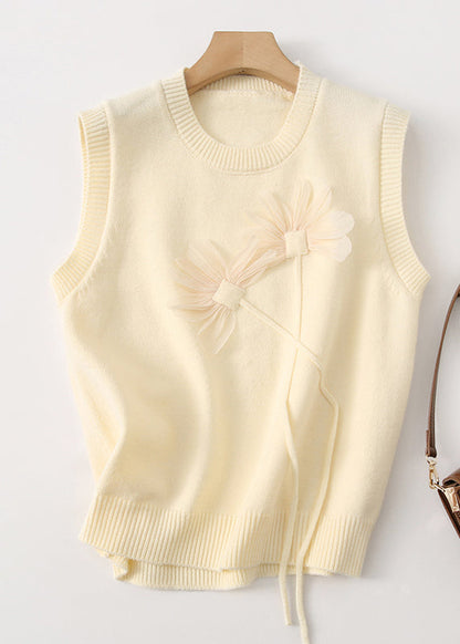 Stylish Black O Neck Patchwork Knit Vest Tops Sleeveless