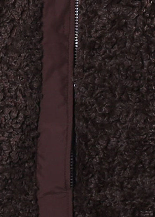 Chocolate Faux Fur Beach Vest Zip Up Sleeveless