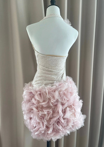 Backless Tulle Patchwork Two Pieces Set Sleeveless