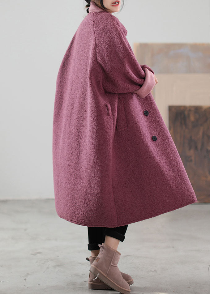 Green Peterpan Collar Double Breast Faux Fur Winter Coat